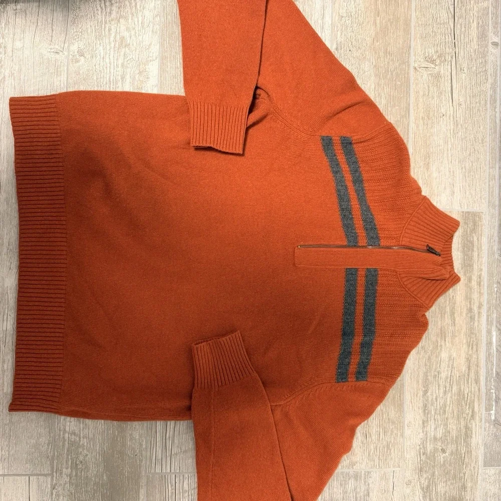Men's Banana Republic‎ Italian Yarn  Merino Wool Sweater 1/4 Zip Orange Sz Large